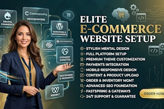 setup drupal commercehq wordpress squarespace godaddy fastspring weebly websites