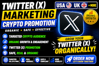 do twitter marketing, organic growth, crypto x promotion for audience