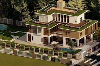 render 3d residential area,luxury villa exterior,3d site layout,d5 suburb living