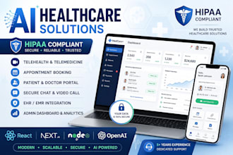 build a hipaa compliant telehealth, telemedicine, healthcare website and app