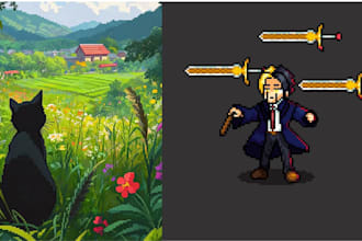 do a pixel animation pixel game assets sprite sheet tileset pixel tile game icon