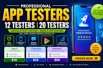 12 testers 20 testers 12 app testers mobile app 12 testers google play 20 tester