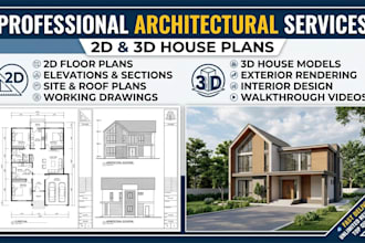 design professional 2d house plans, floor plans, elevations and 3d house models