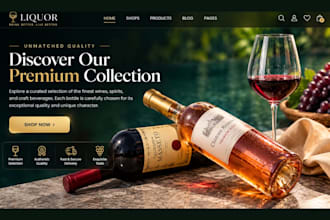 design wine shopify store, liquor store and winery website