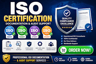 provide iso 9001, 27001, 14001, 45001 certification, documentation and audit