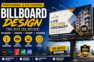 design a professional billboard, signage, outdoor banner, and hoarding