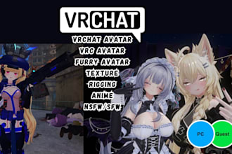 create custom vrchat model, anime vrchat avatar, furry avatar for PC and quest