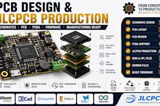 design, review, guide schematics pcb, pcba, jlcpcb production, basic firmware