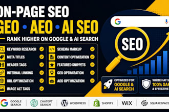 do on page SEO, GEO, aeo optimization for wordpress, shopify, wix website