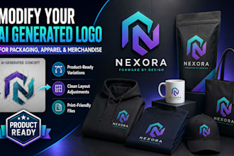 modify your ai generated logo for packaging apparel and merchandise