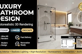 design luxury modern bathroom interior with photorealistic 3d rendering interior