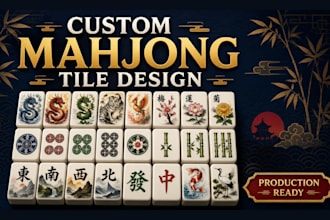 design custom vector illustrated mahjong tiles, board game and card game assets