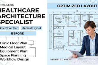 create clinic floor plan and medical room layout design with equipment planning