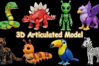 sculpt 3d articulated flexi toy, 3d bjd model, action figure for 3d printing