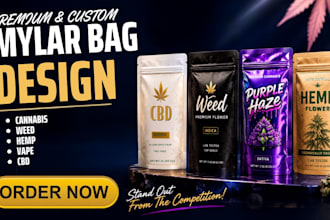 design mylar bag, weed packaging, cannabis packaging and cbd pouch design
