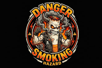 design amazing danger smoking mascot logo