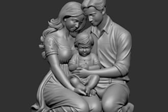 family photo to stl,3d couples statue, medieval figurine, printable toy,fdm bust