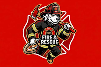create firefighter mascot logo design with 1 day delivery