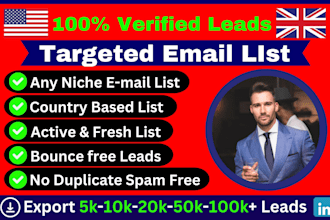 do niche targeted verified email list, b2b, bulk email list for email marketing