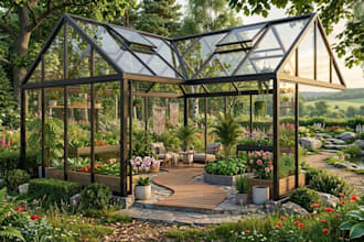 do green house, farming court, farming plan , with green  manure