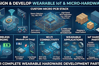 develop micro pcb, qi wireless charging, ble, wifi ,wearable iot hardware