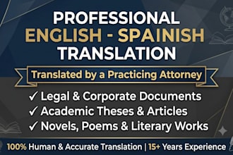provide english to spanish legal and literary translation