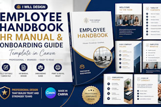 design canva employee handbook, HR manual and onboarding guide template