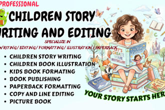 write and edit children story book illustration format kids book illustration