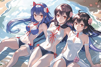 draw anime style nsfw fanart, ecchi and original characters