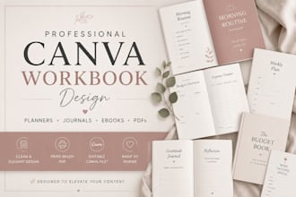 design a professional canva workbook, planner, ebook or PDF