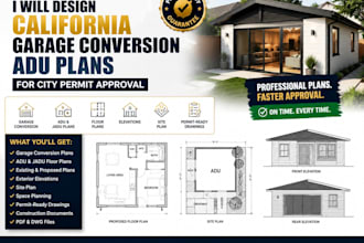 design california garage conversion adu plans for city permit approval