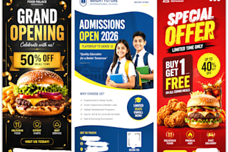 design a professional restaurant and school flyer
