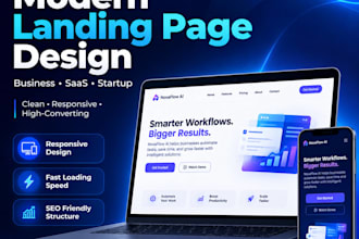 modern business landing page for a saas startup