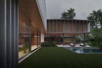 reconstruct 3d golf club house, celling lighting, interior lounge model, cgi