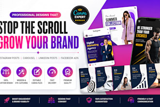 instagram post design instagram carousel linkedin post facebook ads canva expert