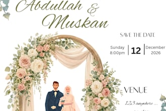 design elegant islamic wedding invitation and nikkah card