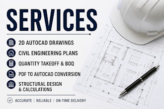 create professional autocad 2d drawings, civil engineering plans, and boq