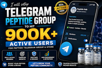 setup telegram peptide ads to hit 900k active users for peptide telegram group