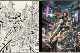 draw professional comic book pages and graphic novel art