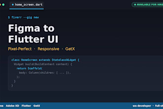 convert figma design to flutter app with getx