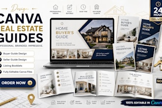 design canva real estate buyer guide, seller guide and listing booklet