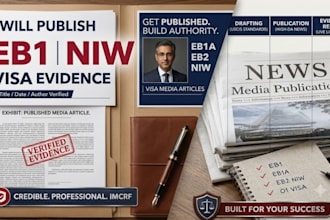 write and publish eb1 media article for eb1a o1 visa petition support