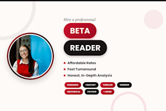 beta read your fantasy, romance, thriller and other book