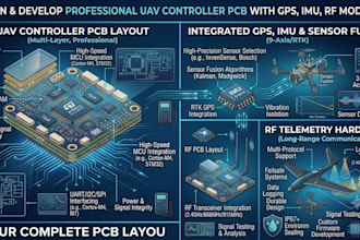 create professional uav controller pcb with gps, imu, rf modules