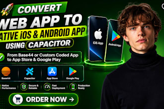 convert base44, custom coded app to capacitor native ios and android app publish