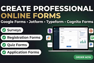 create online survey form using jotform, cognito, formstack, or formaloo
