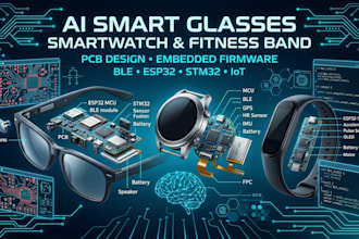 design ai smart glasses, watches, fitness band pcb with embedded firmware