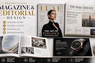 design magazine ad, magazine cover and editorial  art direction, newspaper