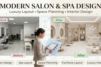 design modern beauty salon interior and spa interior layout with space planning