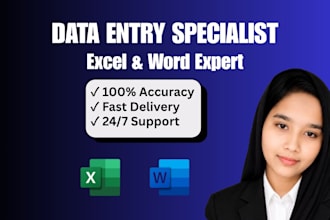 be your expert data entry specialist for excel and word